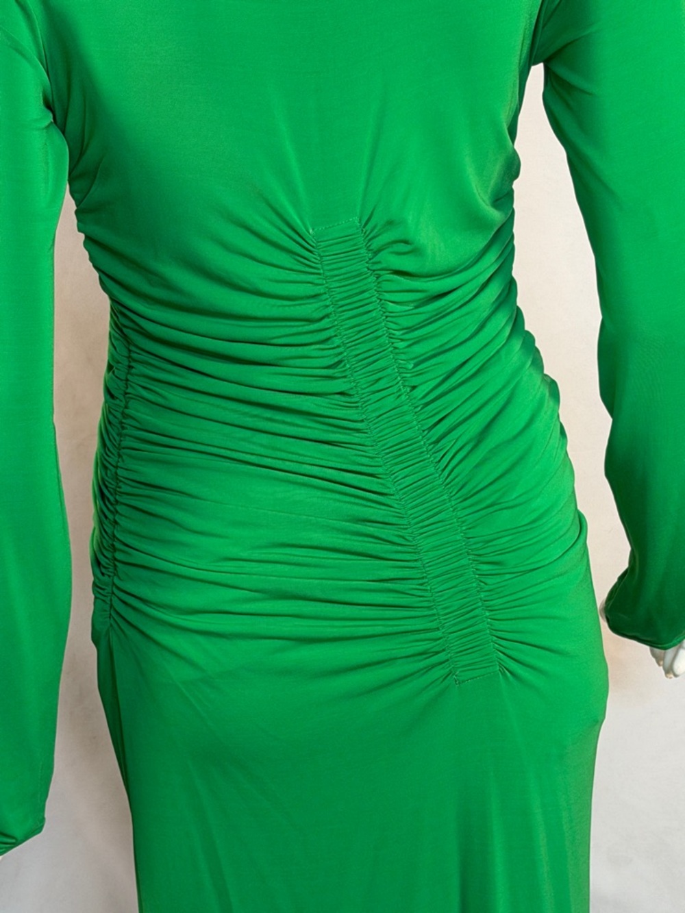 A.L.C. Emerald Green Long-Sleeve Ruched Midi Dress - Picture 8 of 12